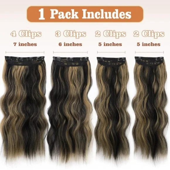 Clip in hair extensions 20 inch 4 pieces 11 clips - Picture 2 of 5